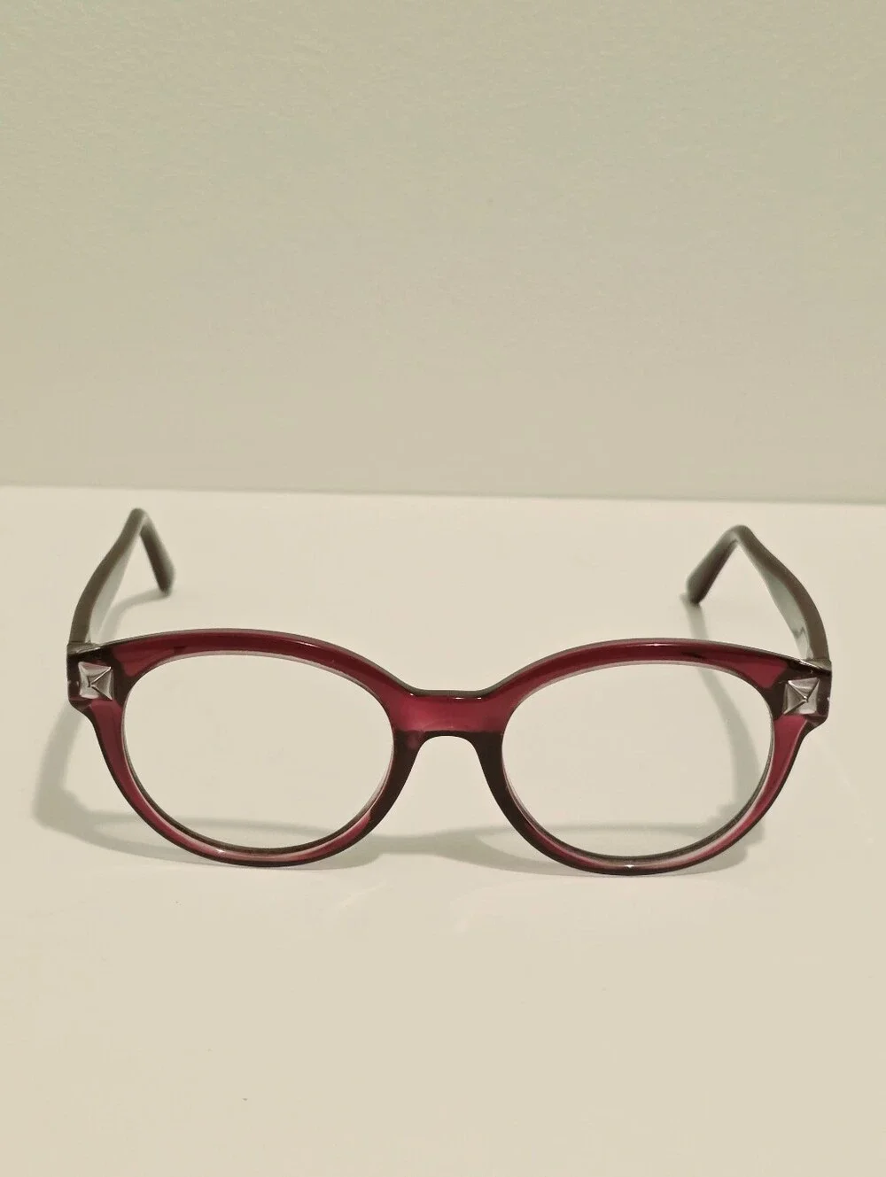Valentino V2699 513 Burgundy Transparent Rockstud Cat-Eye EyeglassesFrames Only